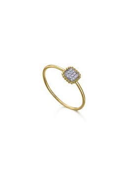 Bague Perle Carré or & diamants